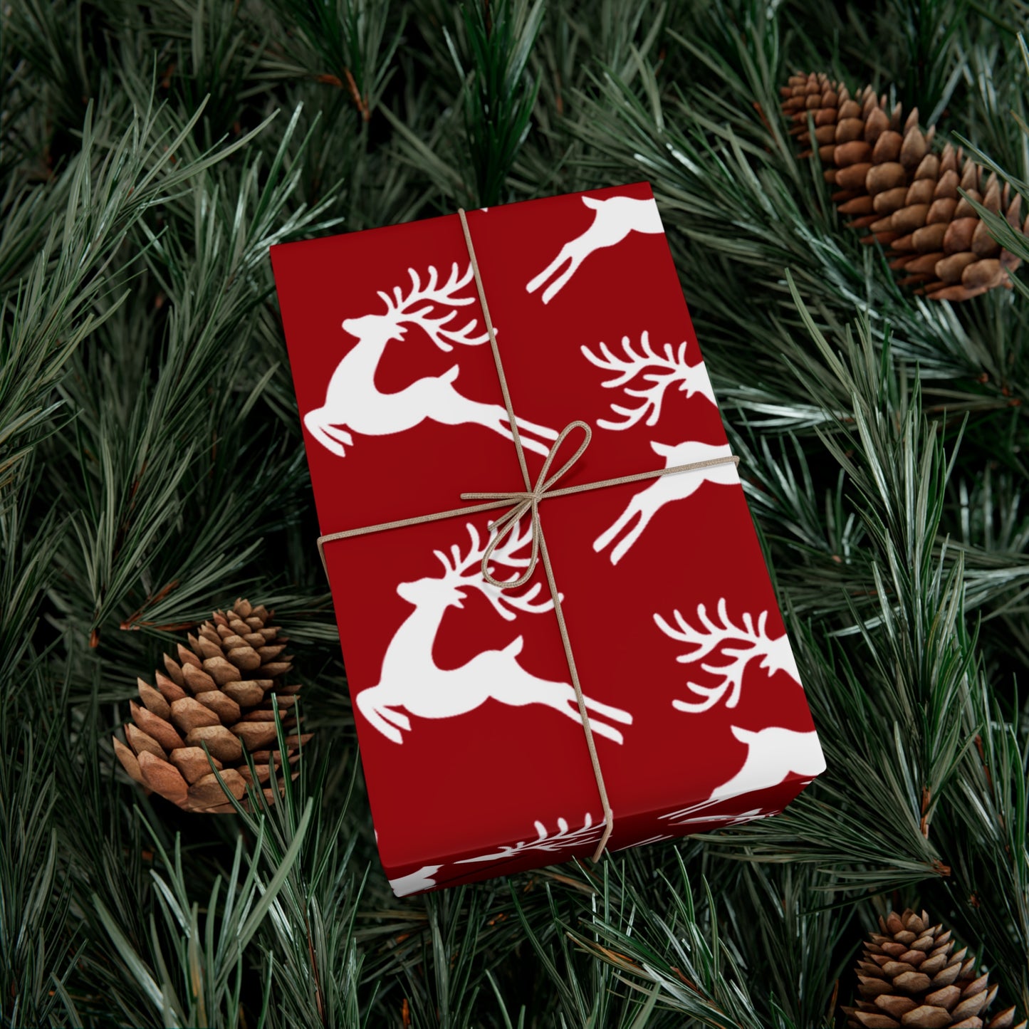 Gift Wrap Papers, Reindeer Christmas Wrapping Paper Roll, Modern Clean Holiday Gift Wrap, Festive Red White Gift Wrap, Vibrant Xmas Gift