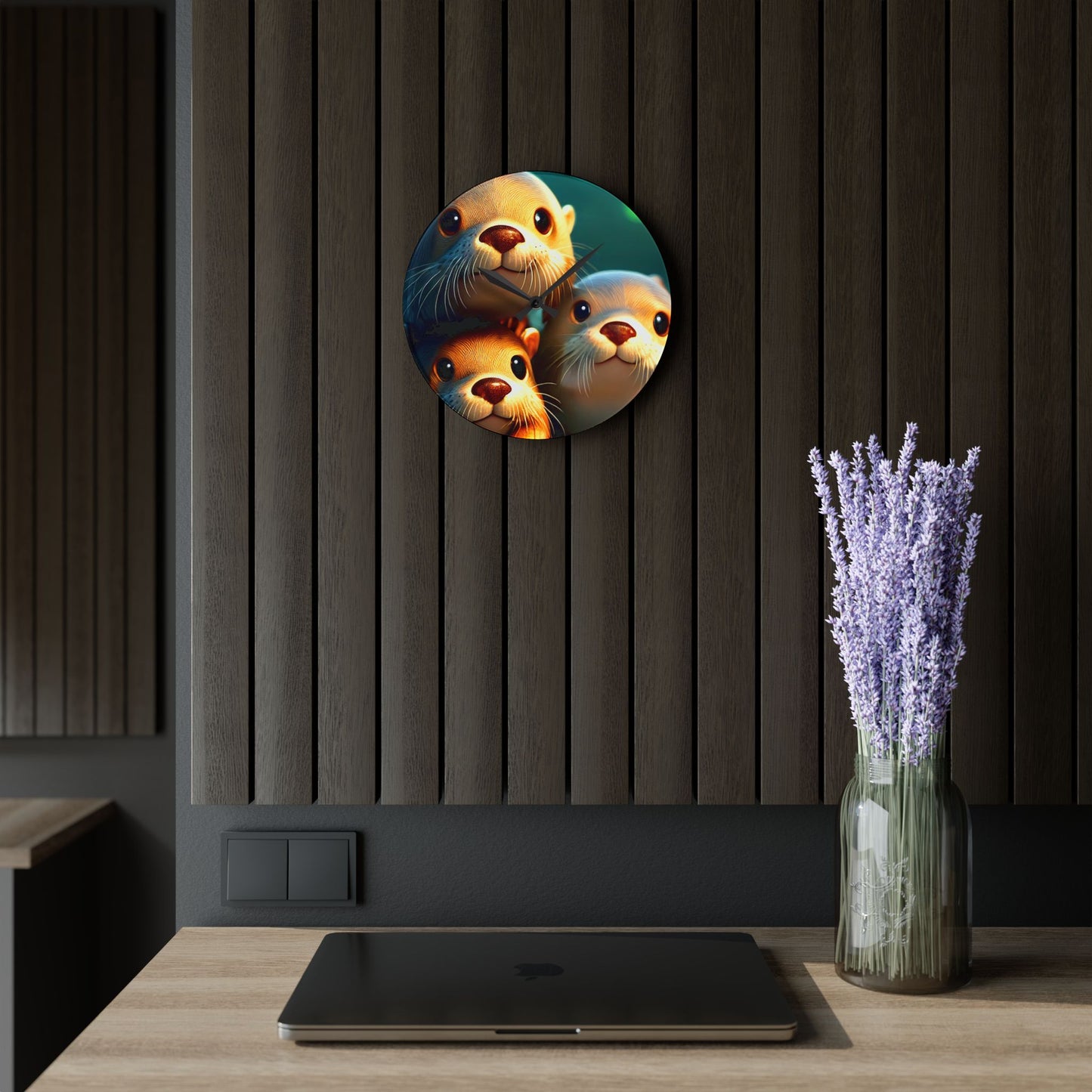 Cute Otter Acrylic Wall Clock, Adorable Home Décor, Unique Gift for Animal Lovers, Kids Room, Nature Enthusiasts, Birthday Decor