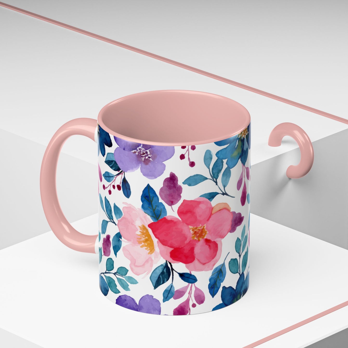Floral Accent Coffee Mug, Beautiful Floral Design, Perfect Gift for Plant Lovers, Housewarming, Birthday, Mother's Day