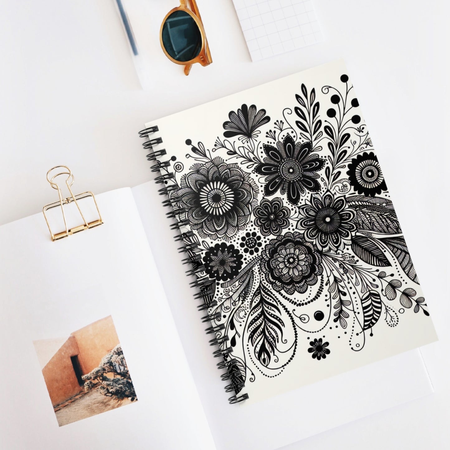 Floral Spiral Notebook - Ruled Pages, Bohemian Decor Notebook, Gift for Writers, Nature Lovers Journal, Doodle Sketchbook, School Supplies