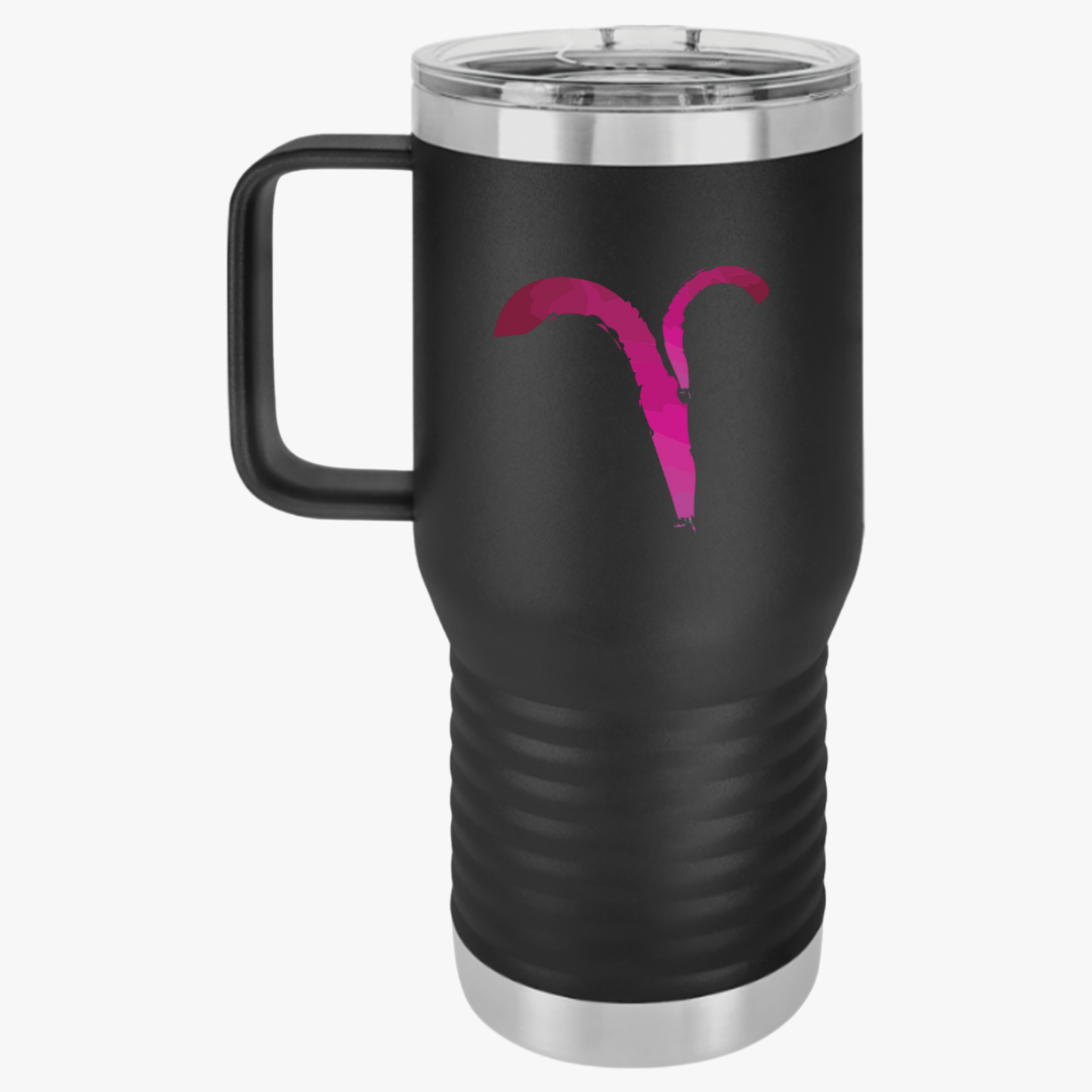 Aires Zodiac Travel Mug, 20oz Astrology Cup for Coffee, Horoscope Gift, Aries Design, Perfect for Birthdays, Road Trips, Travel