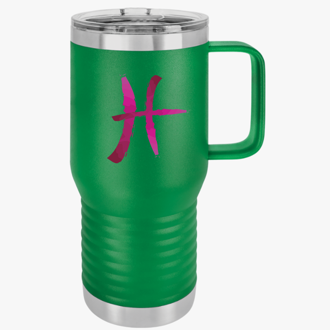Pisces Zodiac Travel Mug, 20oz - Zodiac Sign Barista Gift, Astrology Drinkware, Horoscope Travel Cup, Personalized Coffee Caddy