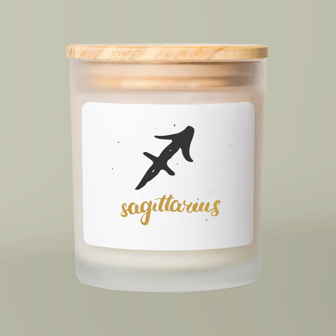Sagittarius Zodiac Frosted Glass Candle - Cosmic Decor, Zodiac Gift, Astrological Candle, Home Fragrance, Spiritual Tribute