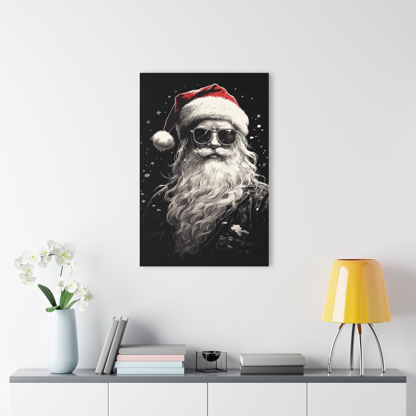Hipster Santa Acrylic Print, Christmas Wall Art, Festive Home Decor, Holiday Gift, Santa Decorations, Winter Art