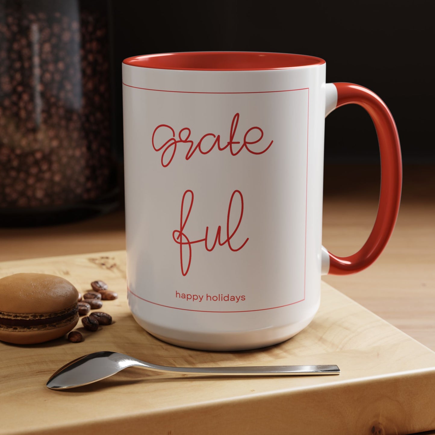 Grateful Accent Coffee Mug | Cozy Gift, Holiday Mug, Christmas, Personalized Coffee Cup, Warm Home Decor
