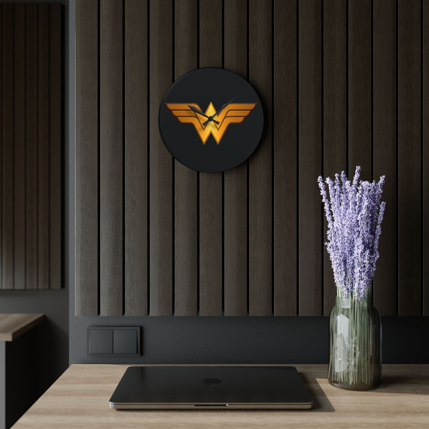 Wonder Woman Acrylic Wall Clock, Superhero Decor, Gift for Her, Unique Wall Art, Home Decor