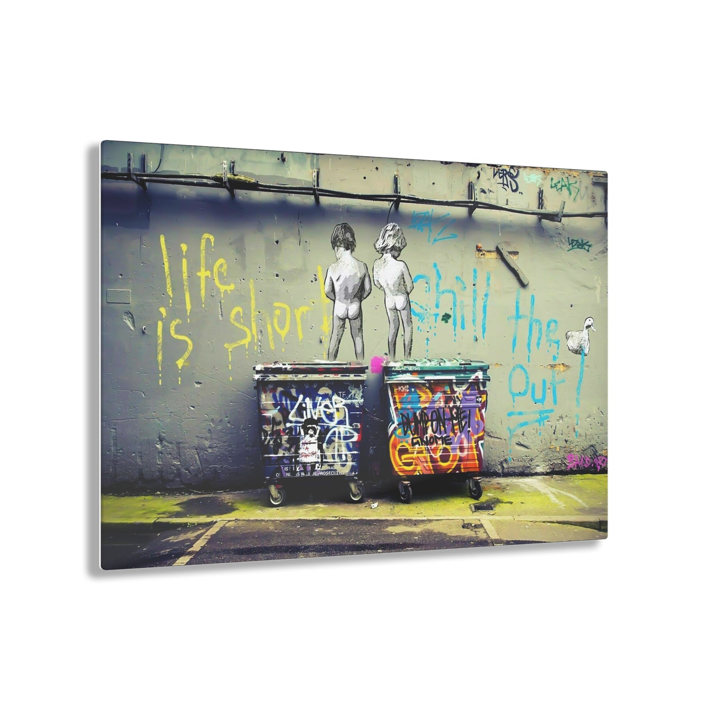 Banksy Life is Short - Urban Acrylic Print, Edgy Wall Art, Street Art Decor, Inspirational Home Decor, Gift for Art Lovers, Wall Decor