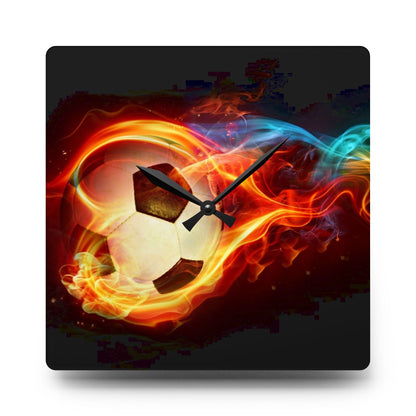 Flaming Soccer Acrylic Wall Clock - Perfect for Sports Fans, Gift for Soccer Lovers, Decorative Wall Art, Kids Room, Game Day Decor