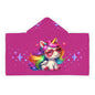 Unicorn Youth Hooded Towel, Cute Bath Towel, Kids Swim Towel, Rainbow Gifts, Toddler Waterwear, Cute Animal Towel - Pink