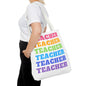 Colorful Teacher Tote Bag, Perfect Gift for Educators, Classroom Essentials, Back to School, Teaching Supplies, Teacher Appreciation