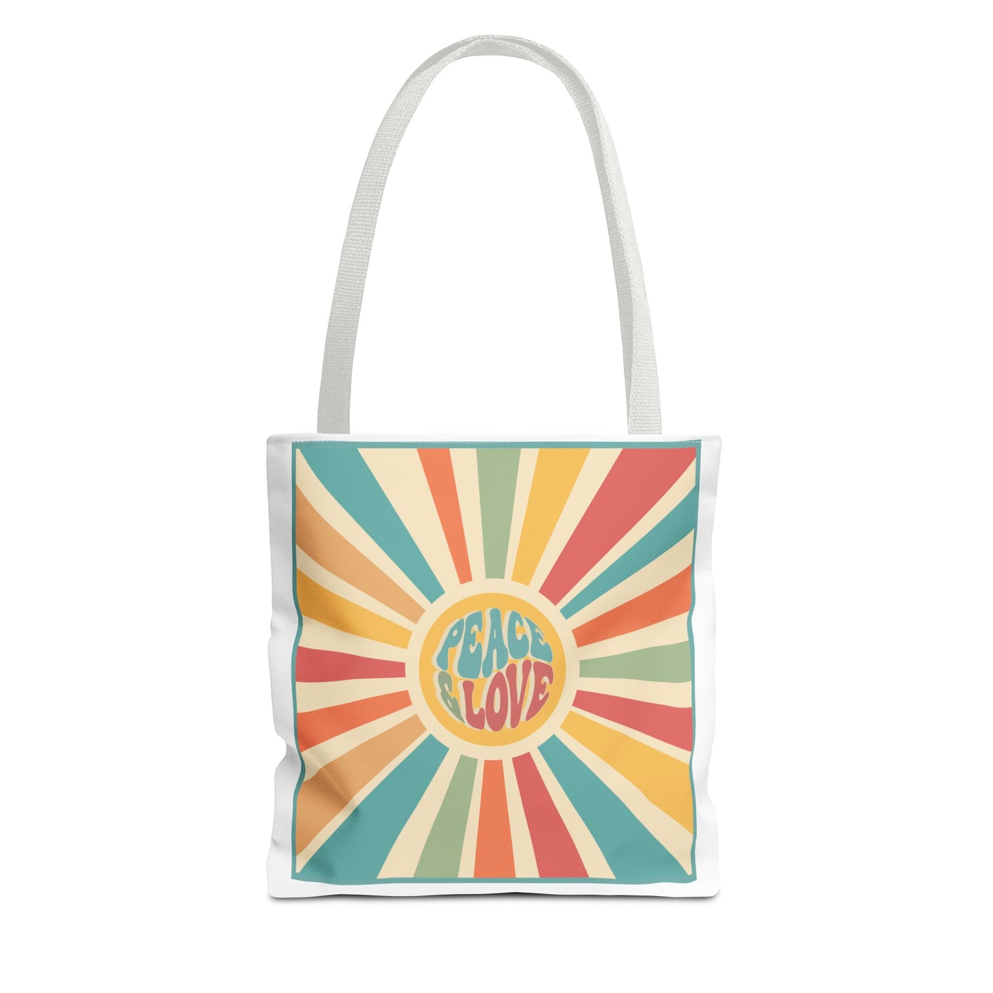Colorful Peace & Love Tote Bag, Boho Bag, Beach Tote, Shopping Bag, Festival Accessory, Eco-Friendly Gift
