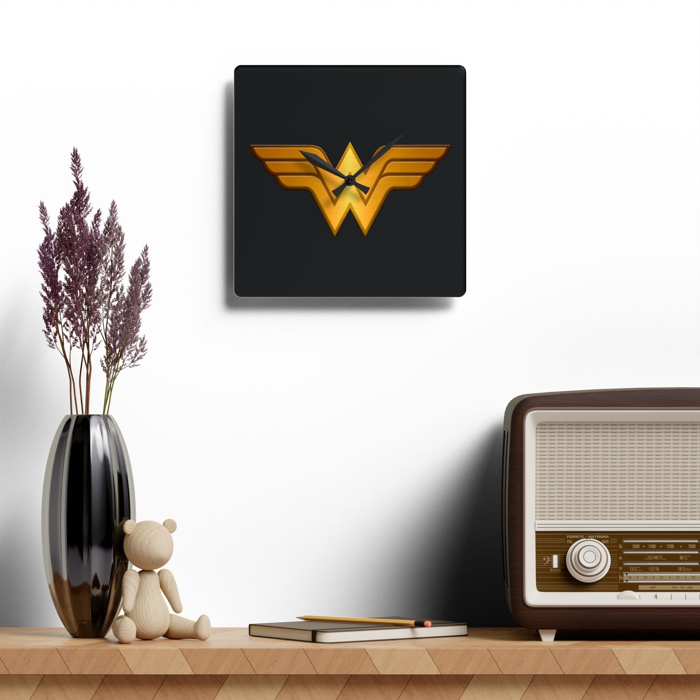 Wonder Woman Acrylic Wall Clock, Superhero Decor, Gift for Her, Unique Wall Art, Home Decor