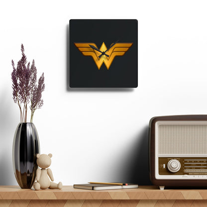 Wonder Woman Acrylic Wall Clock, Superhero Decor, Gift for Her, Unique Wall Art, Home Decor