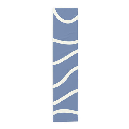 Stylish Blue and Cream Modern Minimalist Design, Dining Accent - Table Runner (Cotton, Poly)