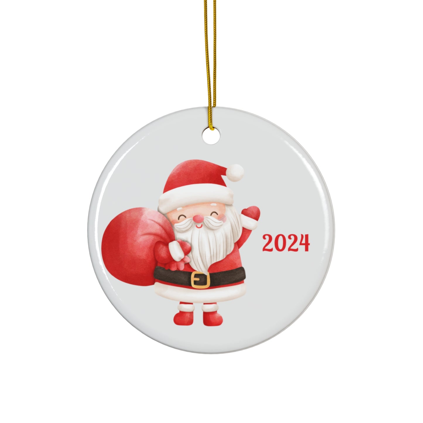Festive Ceramic Ornament - Santa 2024, Holiday Decoration, Christmas Keepsake, Personalized Gift, Tree Decor, Seasonal Charm