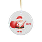 Festive Ceramic Ornament - Santa 2024, Holiday Decoration, Christmas Keepsake, Personalized Gift, Tree Decor, Seasonal Charm