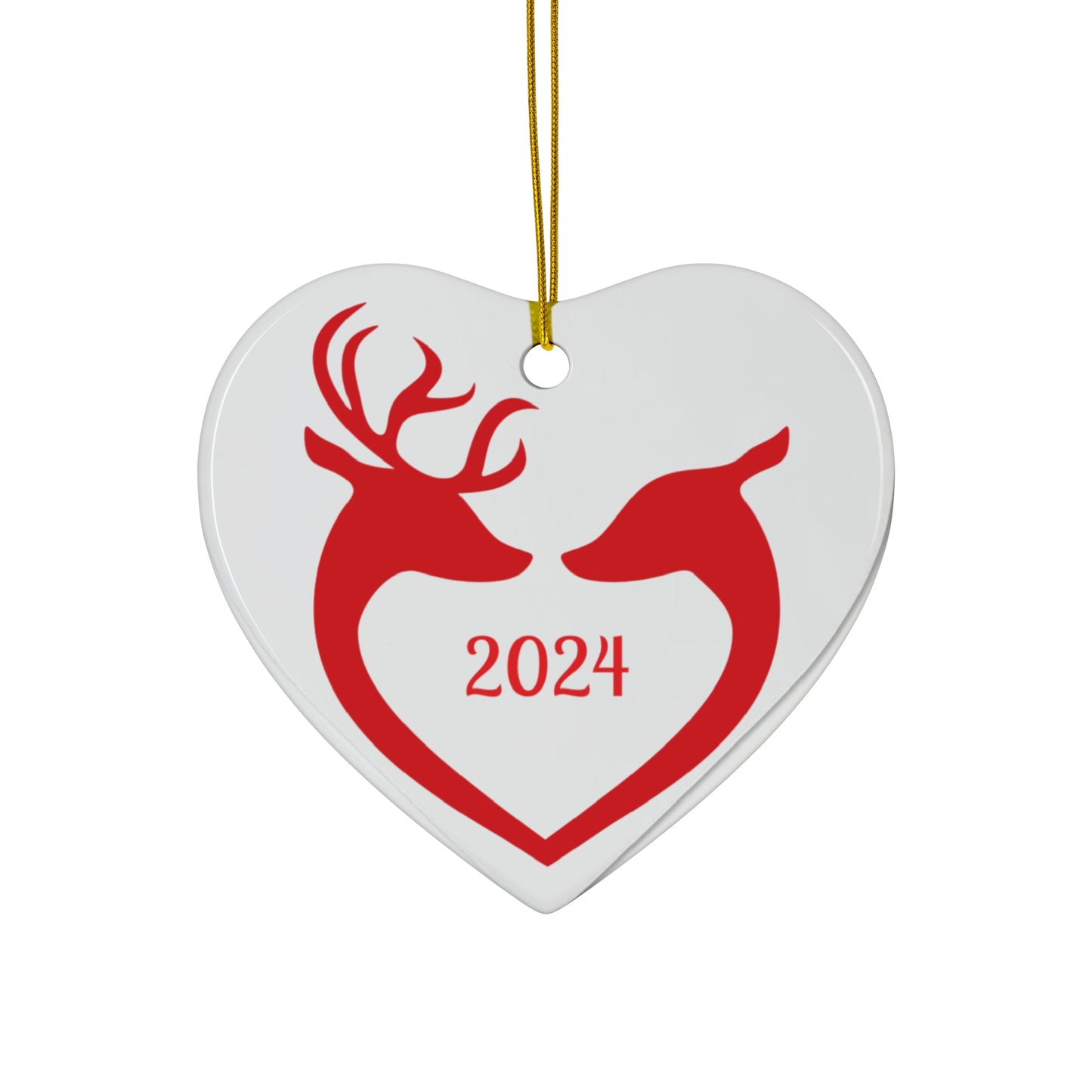 Heart Couples Personalized Ceramic Holiday Ornament, Heartwarming Decor for Christmas, Pet Lovers, Family Gifts, 2024 Yearly Keepsake