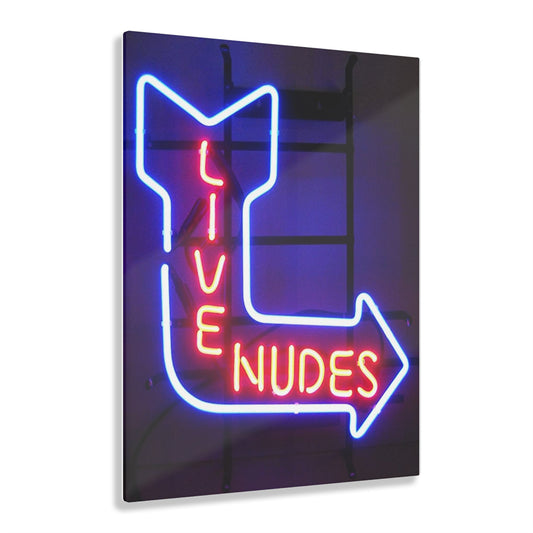 Live Nudes - Neon Acrylic Print - Retro Live Nudes Sign, Wall Art for Home Decor, Unique Gift, Vintage Vibe, Party Decoration