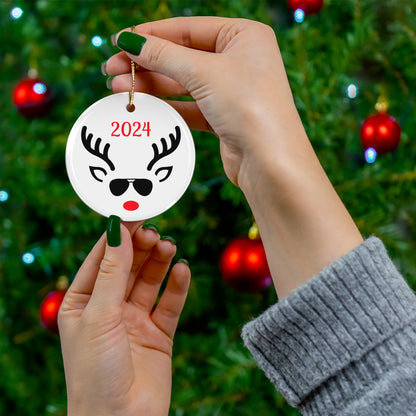 Cool Reindeer Christmas Ornament, Holiday Decor, Unique Gift, 2024 Decor, Festive Decoration, Winter Holiday Keepsake