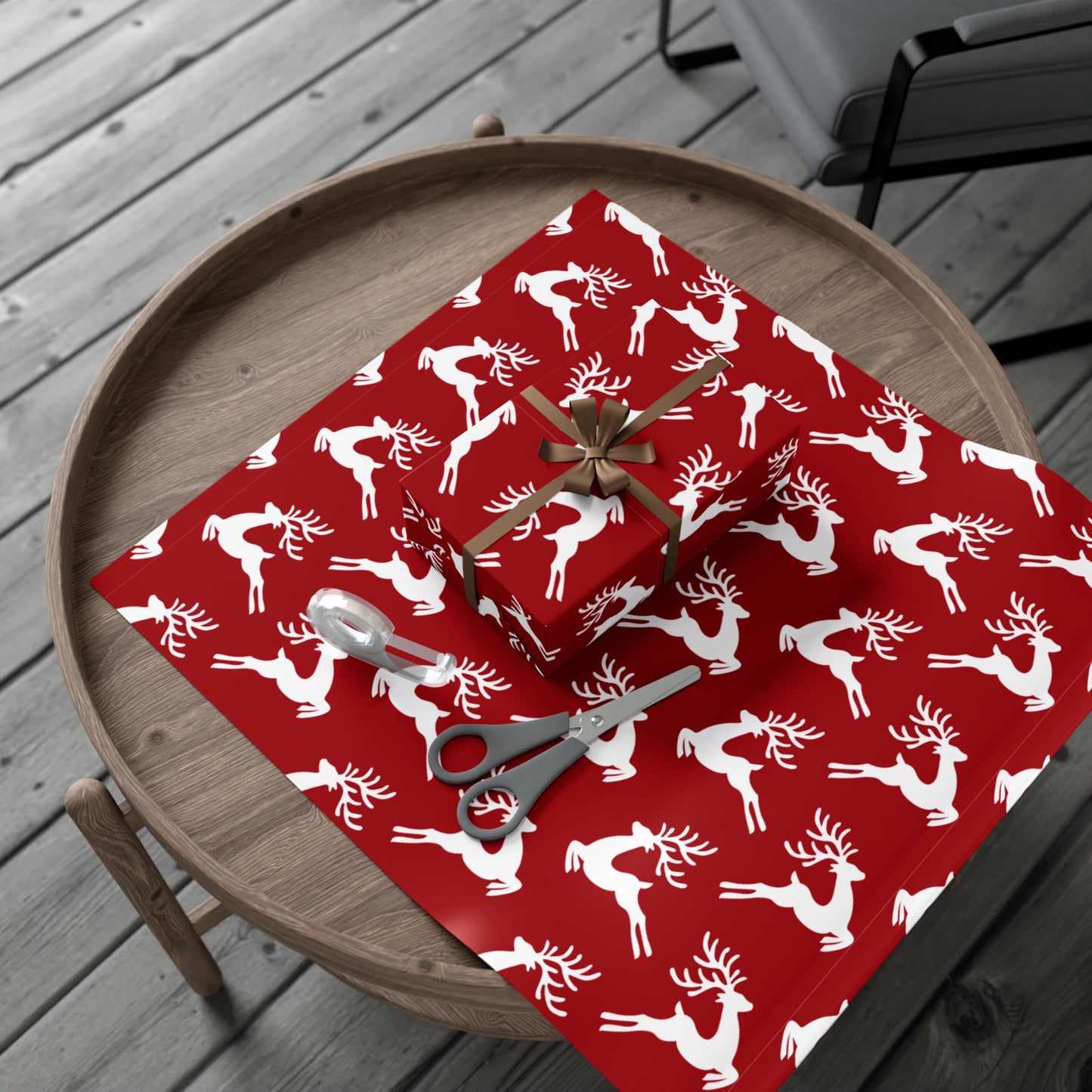 Gift Wrap Papers, Reindeer Christmas Wrapping Paper Roll, Modern Clean Holiday Gift Wrap, Festive Red White Gift Wrap, Vibrant Xmas Gift