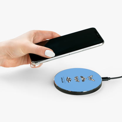 Butterfly Design Blue Wireless Charger - Eco-Friendly Phone Charger, Fast Charging Pad, Gift for Nature Lovers, Home Decor, Papillion