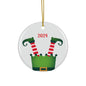 Upside Down Whimsical Elf Legs Ceramic Ornament, Christmas Tree Decoration, Holiday Decor, Unique Gift, Elf-Themed Ornament 2024