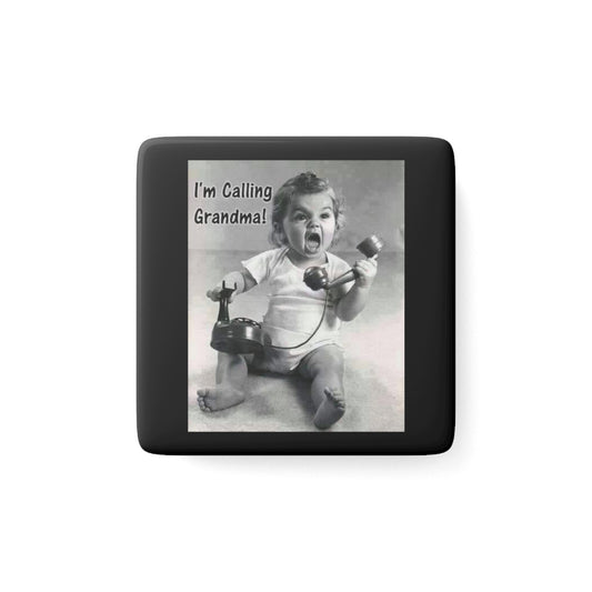 Cute Vintage Baby Magnet, "I'm Calling Grandma!" Refrigerator Decor, Gift for Grandma, Family Kitchen Decor, Fun Home Accessory