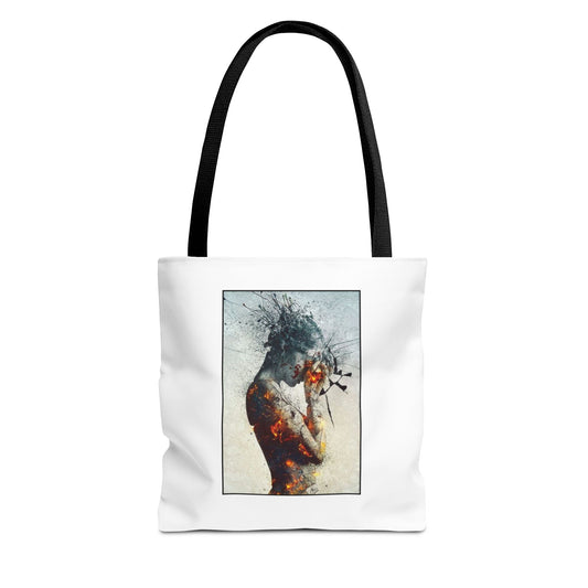 Introspective Artistic Tote Bag, Unique Carryall, Boho Chic Accessory, Gift for Her, Beach Bag, Everyday Essentials