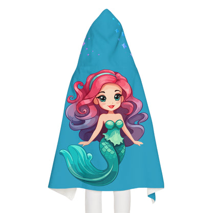 Mermaid Ocean Vibes Youth Hooded Towel, Fun Beach Towel, Perfect for Pool Days, Kids Gift, Mermaid, Sea Creature Theme