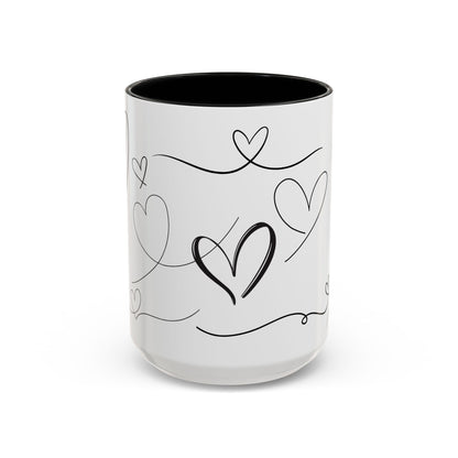 Charming Heart Design Coffee Mug, Sweet Gift for Valentine's Day, Cute Office Mug, Love Themed Drinkware, Cozy Morning Vibes