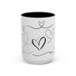Charming Heart Design Coffee Mug, Sweet Gift for Valentine's Day, Cute Office Mug, Love Themed Drinkware, Cozy Morning Vibes