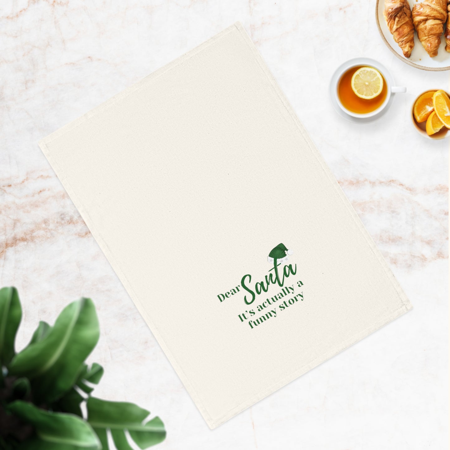 Festive Cotton Tea Towel - "Dear Santa, It's Actually a Funny Story" - Holiday Kitchen Decor, Gift for Home, Christmas Everyday Use, Gift