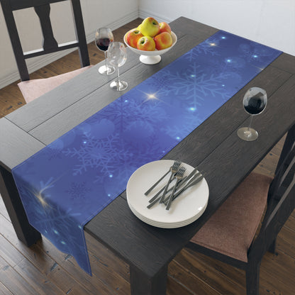 Blue Snowflake Stylish Holiday Table Decor - Table Runner (Cotton, Poly)