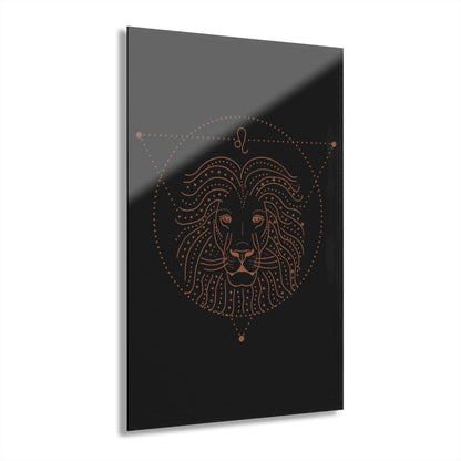 Leo Zodiac Modern Acrylic Print Wall Art, Lion Decor, Animal Lovers Gift, Elegant Home Décor, Unique Artwork for Birthdays, Housewarming
