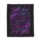 Purple Feather Print Velvet Throw Blanket, Cozy Home Decor, Gift for Her, Bohemian Vibes, Stylish Blanket for All Occasions