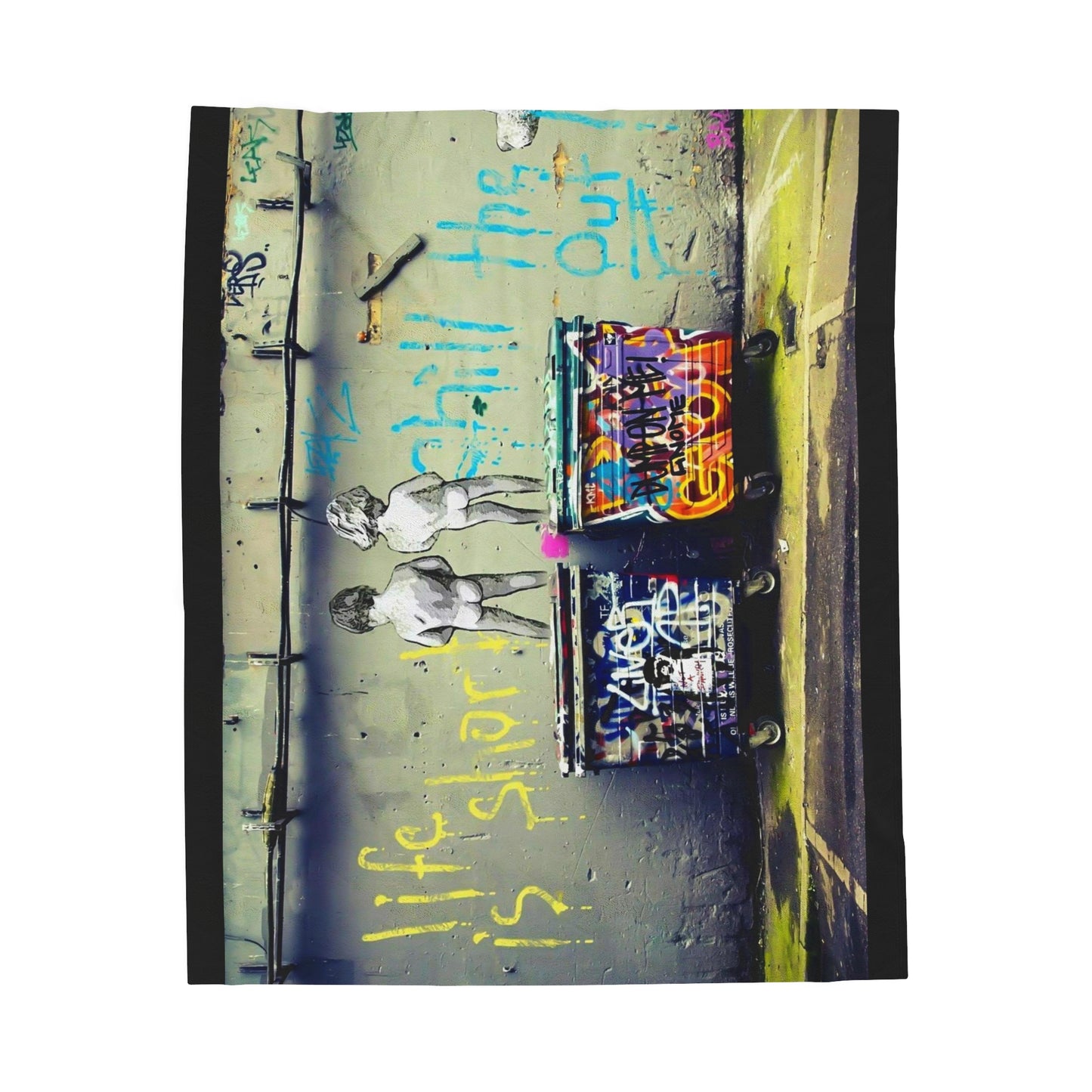Urban Art Velveteen Plush Blanket, Cozy Home Decor, Unique Gift Idea, Street Art Blanket for Living Room, Warm Throw for Chill Evenings,