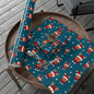 Wrapping Paper, Cute Rudolf with Santa Hat Pattern, Dark Teal Christmas Gift Wrap, Unique and Fun Holiday Packaging, Festive Xmas Decor,