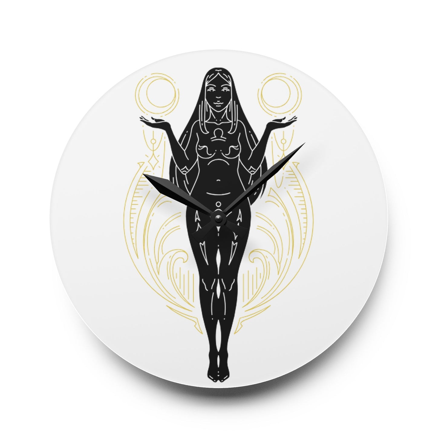 Libra Zodiac Elegant Goddess Acrylic Wall Clock | Unique Home Decor, Artful Timepiece, Gift for Her, Boho Wall Art, Modern Living Room
