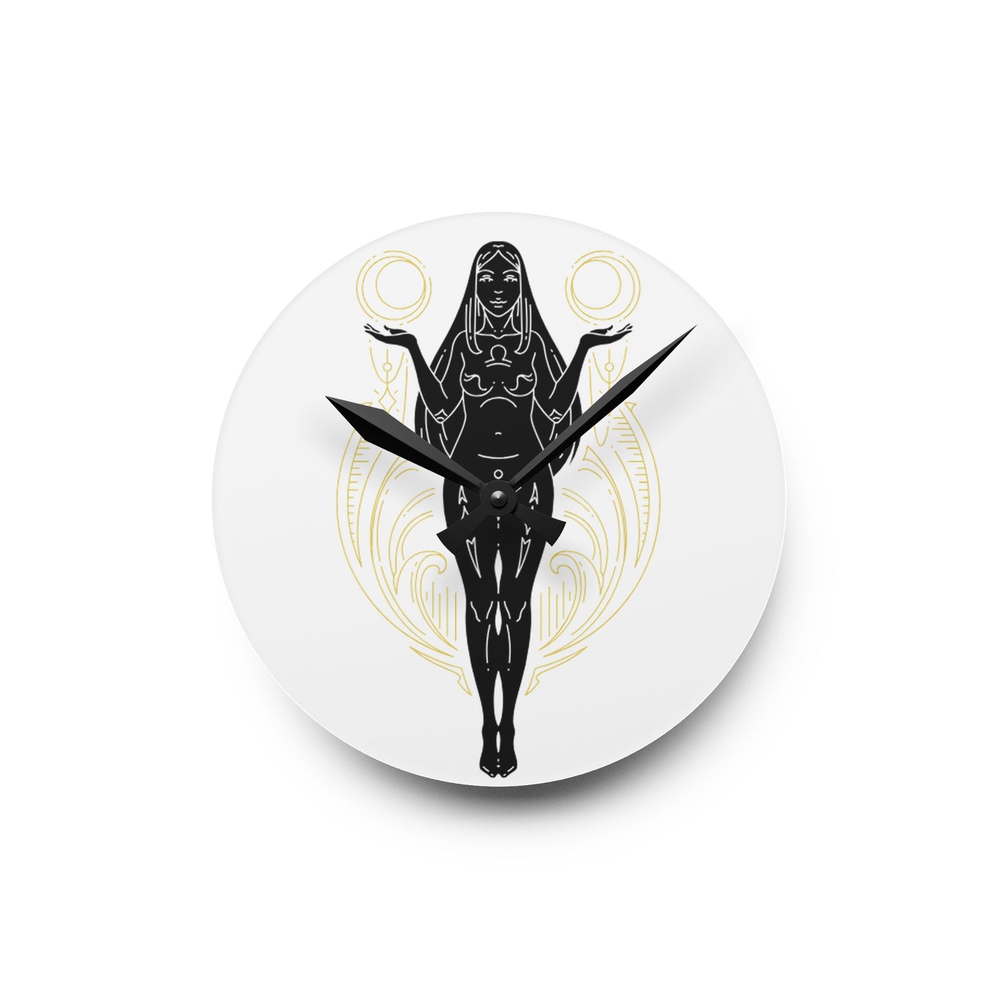 Libra Zodiac Elegant Goddess Acrylic Wall Clock | Unique Home Decor, Artful Timepiece, Gift for Her, Boho Wall Art, Modern Living Room