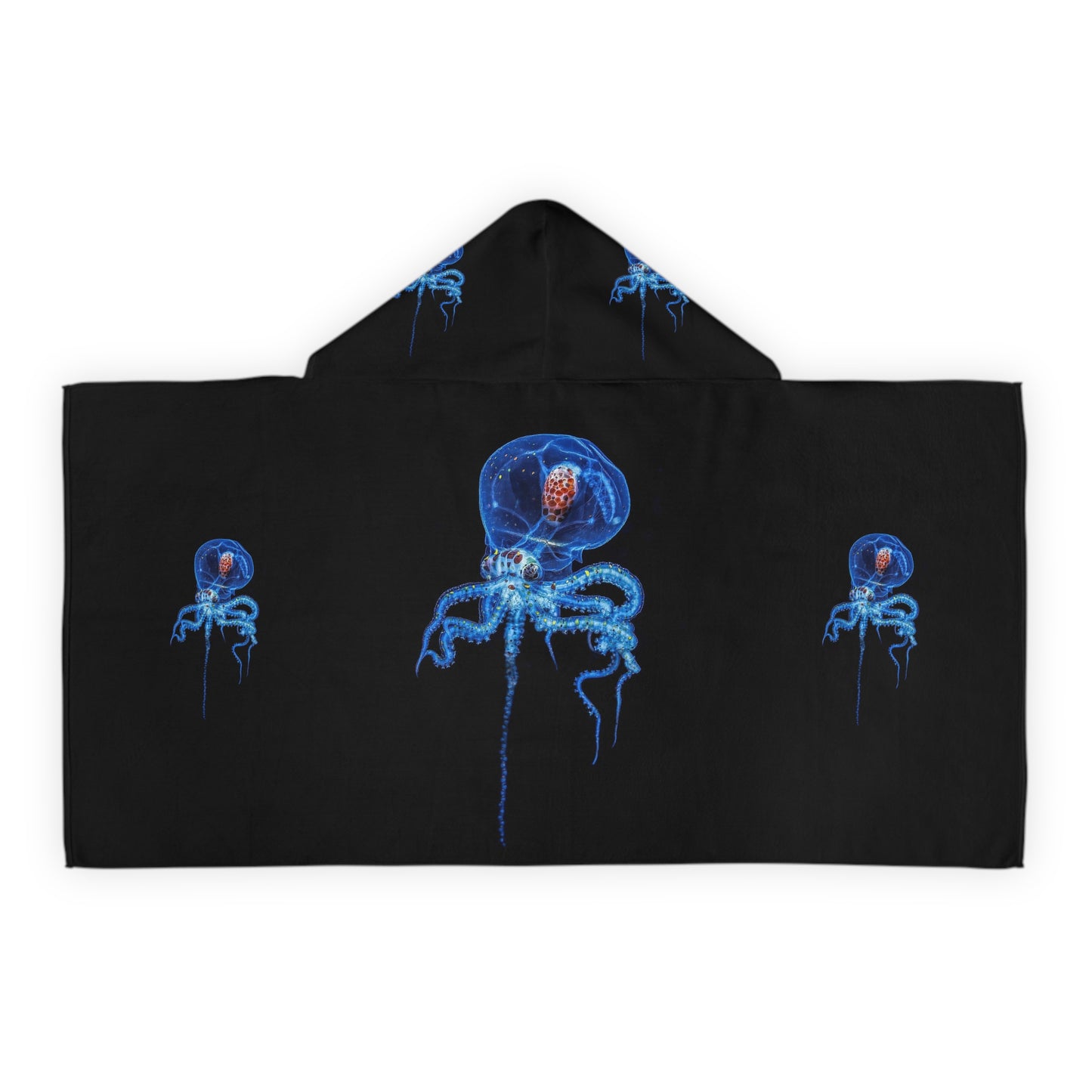 Ocean Vibes Youth Hooded Towel, Fun Beach Towel, Perfect for Pool Days, Kids Gift, Jellyfish, Sea Creature Theme