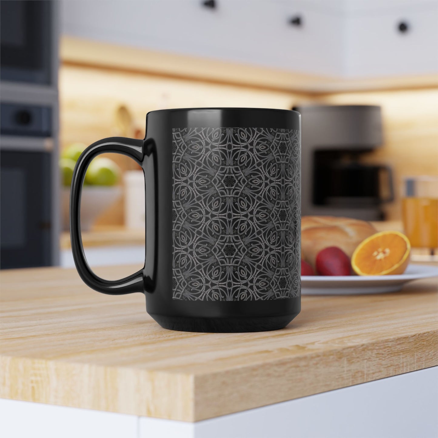 Elegant Black Mug, 15oz - Unique Coffee Cup for Tea Lovers, Stylish Home Decor, Perfect Gift for Friends & Family, Modern Design