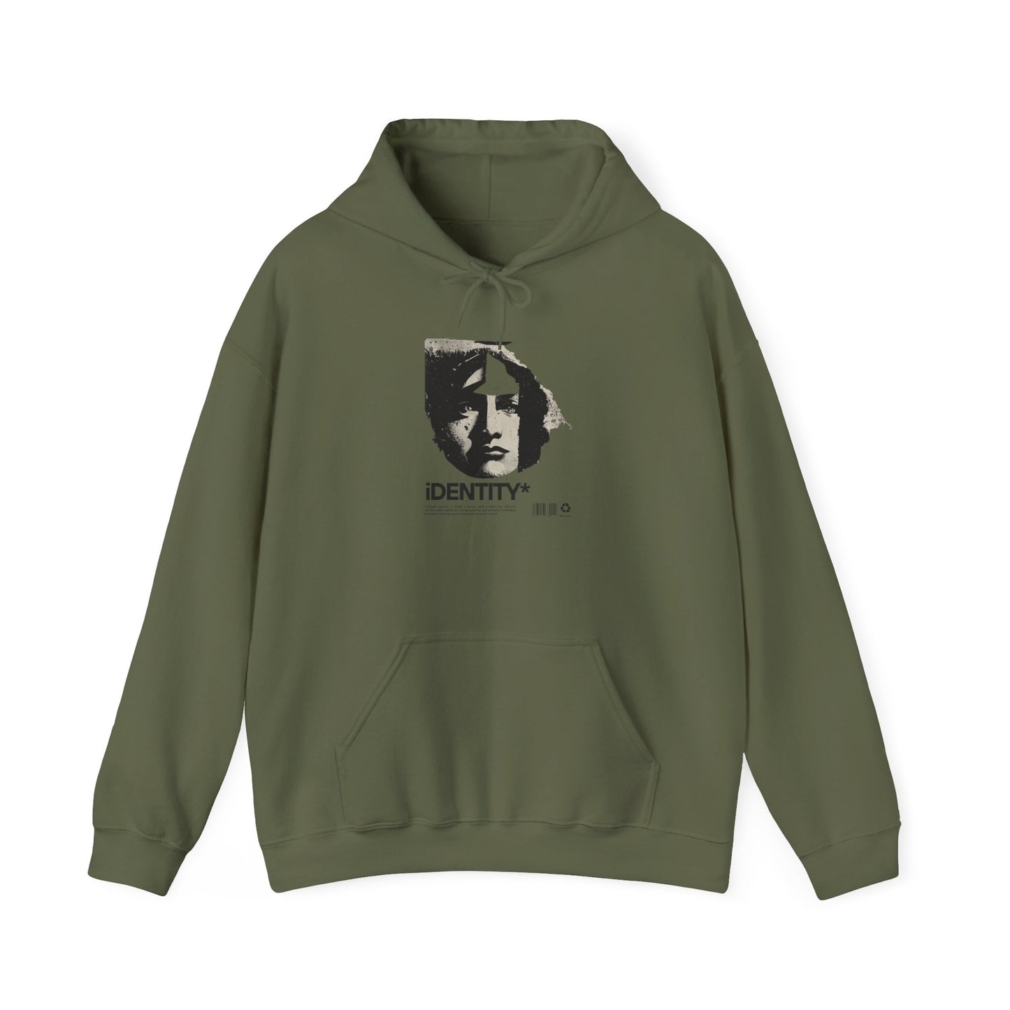 Identity Graphic Hoodie, Unisex Streetwear, Casual Sweatshirt for Everyday Comfort, Perfect for Gifting, Artistic Clothing