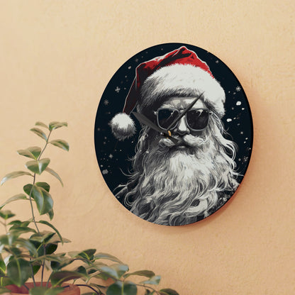 Santa Claus Acrylic Wall Clock, Whimsical Home Decor, Holiday Gift, Christmas Decoration, Santa Wall Art, Unique Timepiece