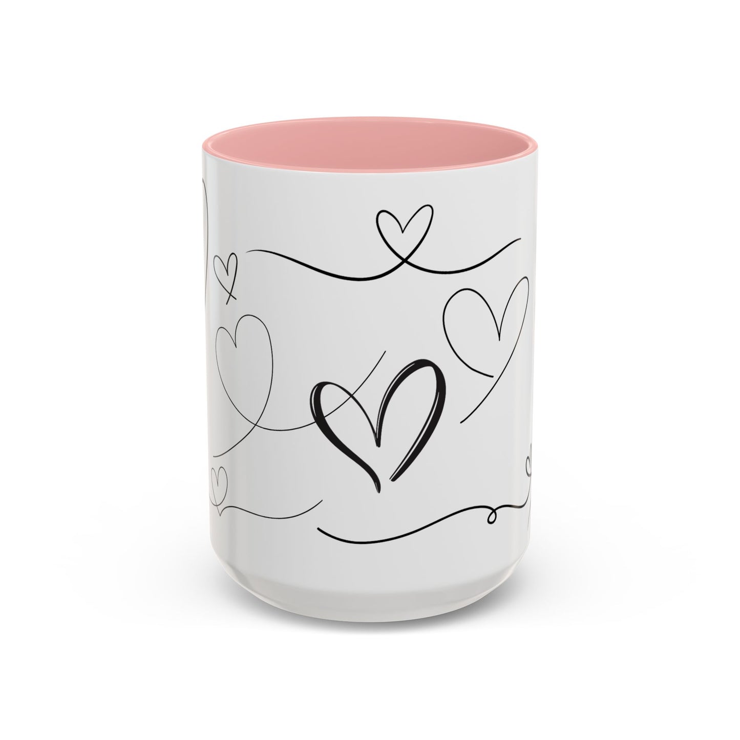 Charming Heart Design Coffee Mug, Sweet Gift for Valentine's Day, Cute Office Mug, Love Themed Drinkware, Cozy Morning Vibes