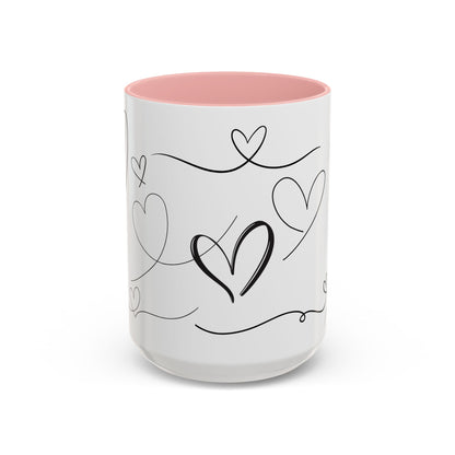 Charming Heart Design Coffee Mug, Sweet Gift for Valentine's Day, Cute Office Mug, Love Themed Drinkware, Cozy Morning Vibes