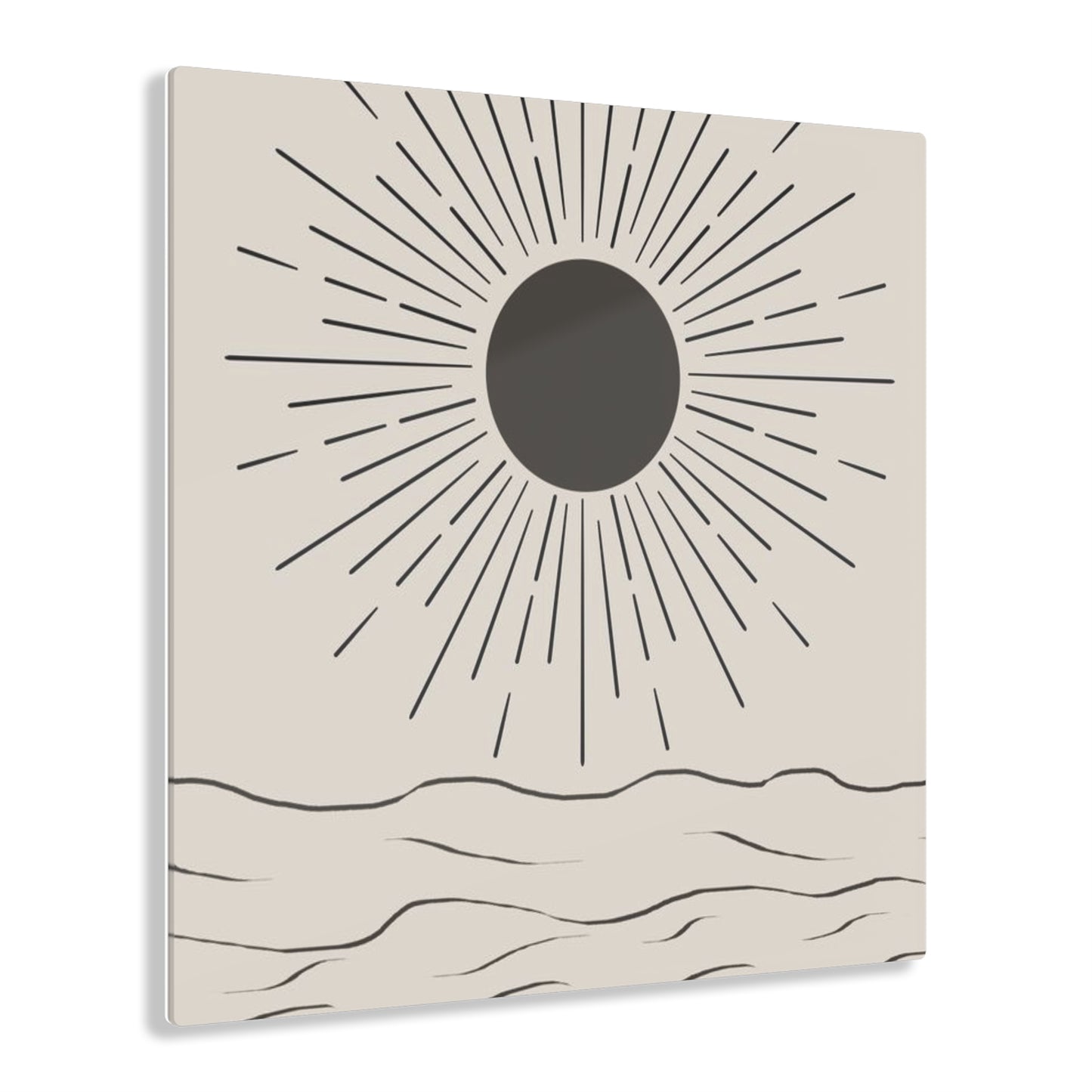 Boho Sun - Minimalist Acrylic Wall Art Print, Modern Sun and Waves Decor, Coastal Room Accent, Gift for Beach Lovers, Wall Decor for Home