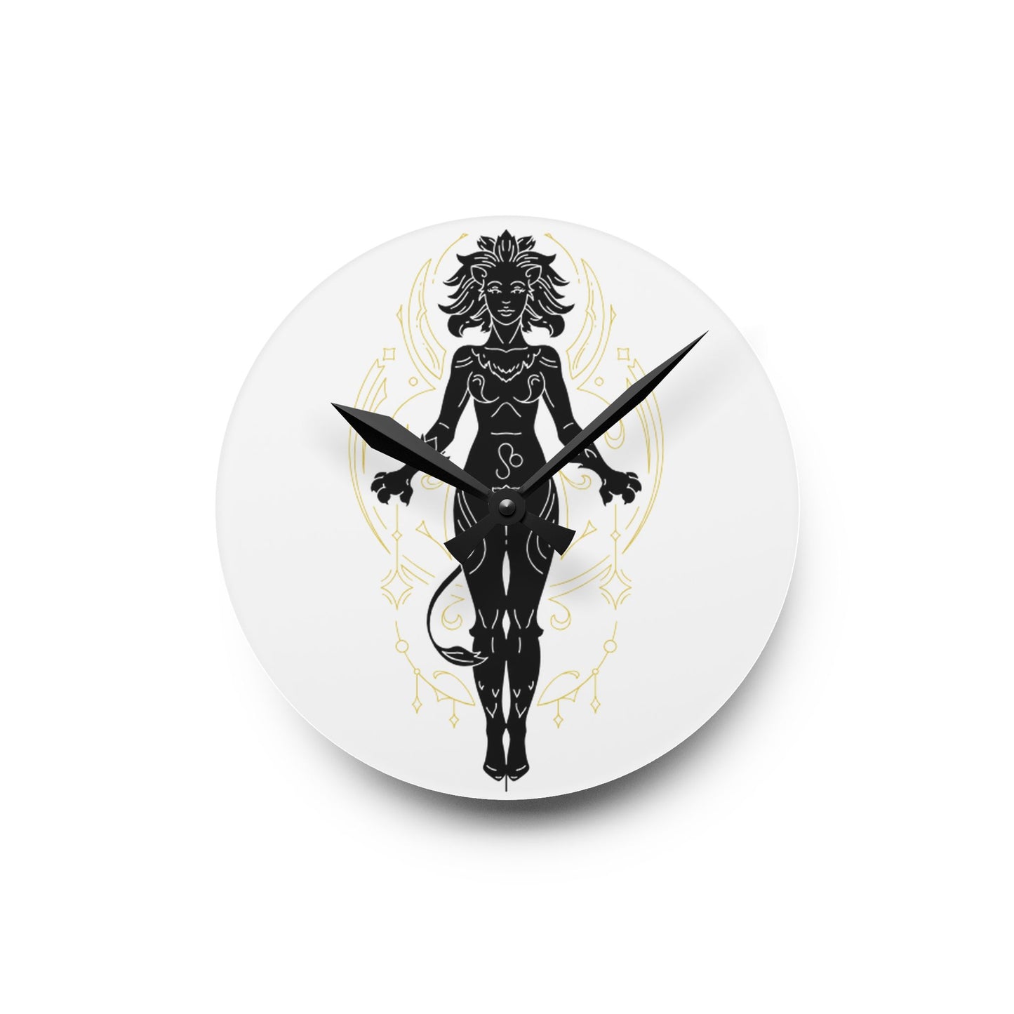 Leo Zodiac Mystical Goddess Acrylic Wall Clock - Art Deco Home Decor, Unique Wall Art, Living Room Decor, Gift for Her, Modern Timepiece