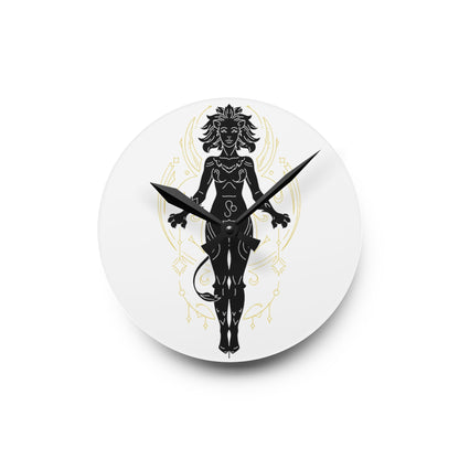 Leo Zodiac Mystical Goddess Acrylic Wall Clock - Art Deco Home Decor, Unique Wall Art, Living Room Decor, Gift for Her, Modern Timepiece