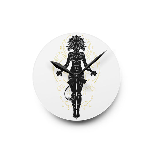 Leo Zodiac Mystical Goddess Acrylic Wall Clock - Art Deco Home Decor, Unique Wall Art, Living Room Decor, Gift for Her, Modern Timepiece