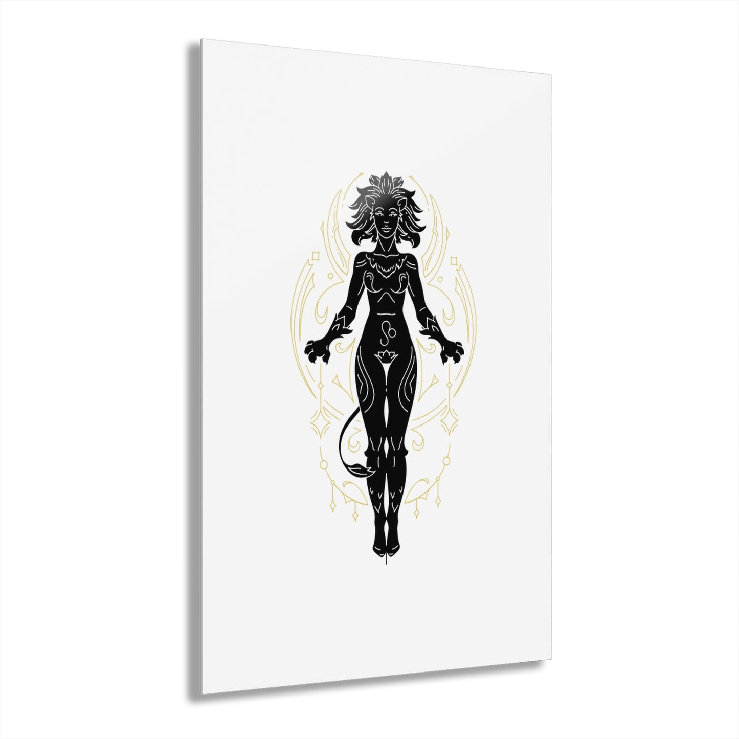 Leo Zodiac Elegant Acrylic Wall Art Print, Modern Home Decor, Black and Gold Abstract Design, Unique Gift for Art Lovers